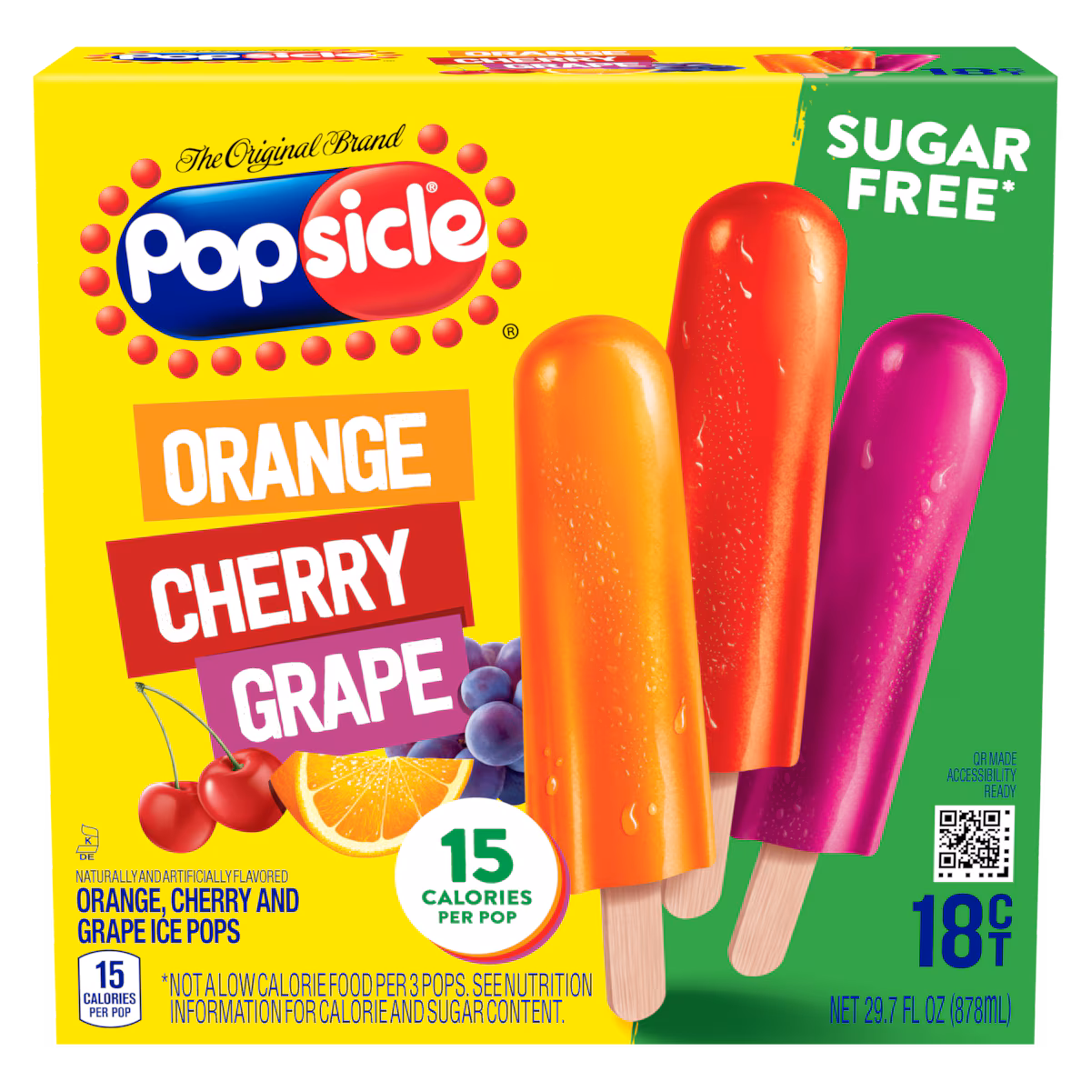 Popsicle  Sugar Free Orange, Cherry & Grape Ice Pops